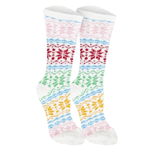 Image of World's Softest Cozy Collection Crew Socks - Smooth Multi Colors Cozy Socks - Knit Top Holiday Spirit Fashion Socks