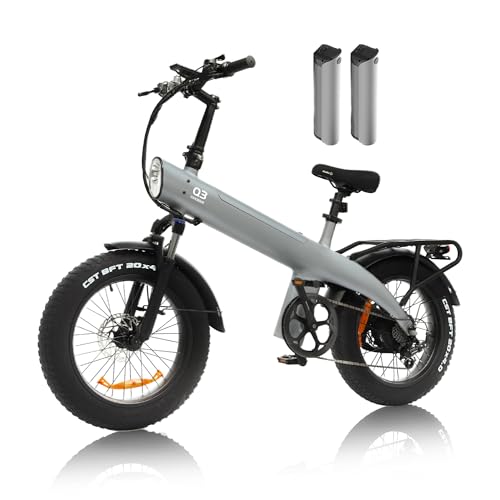 HX Q3 Bicicleta Eléctrica Urbana Adultos,Batería 20 A 40 Ah,Motor 115 NM,Autonomía 80-120 Km Ebike,Ruedas Gruesas 20' Bici Eléctrica,CE,Velocidad Máxima 25 Km/h,7 Velocidades,Frenos Hidráulicos