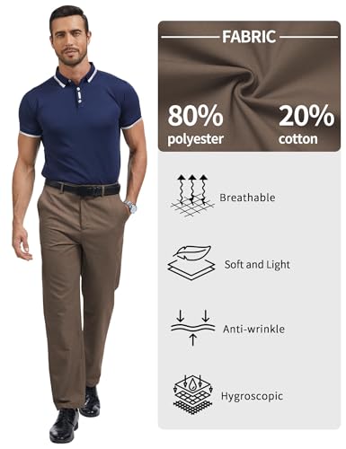 Image of Men's Tall Classic Fit Flex Flat Front Dress Pants Formal Pants for Business & Office
