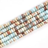 150pcs 4x2mm Sky Blue Jasper Disk Rondelle Spacer Stone Semi Precious Gemstone Loose Beads for Jewelry Making 15 Inch