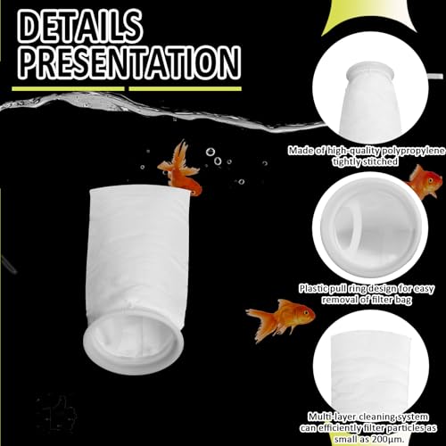 Image of Filter Sock 4 Inch Ring, Filter Socks for Saltwater Aquarium by 9 Inch Long, 200 Micron Aquarium Filter Sock for Fish Tank Sump Saltwater Freshwater Aquariums (12 Pack)