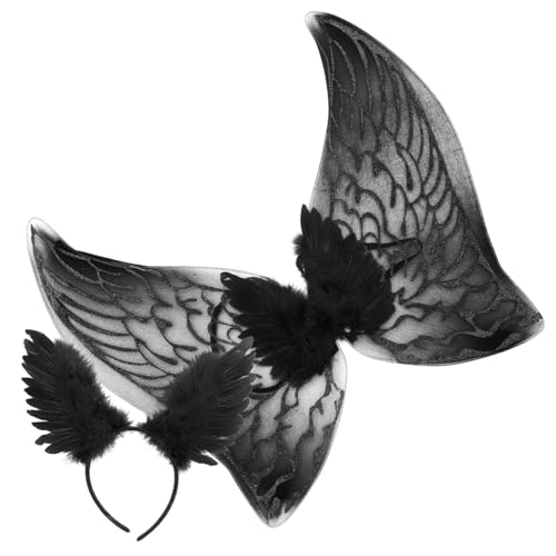 Healeved 天使のコスチューム用羽根付きヘッドバンド 装飾用かわいいウィング コスプレパーティー 写真撮影 パフォーマンス用 小道具 軽量で着脱簡単