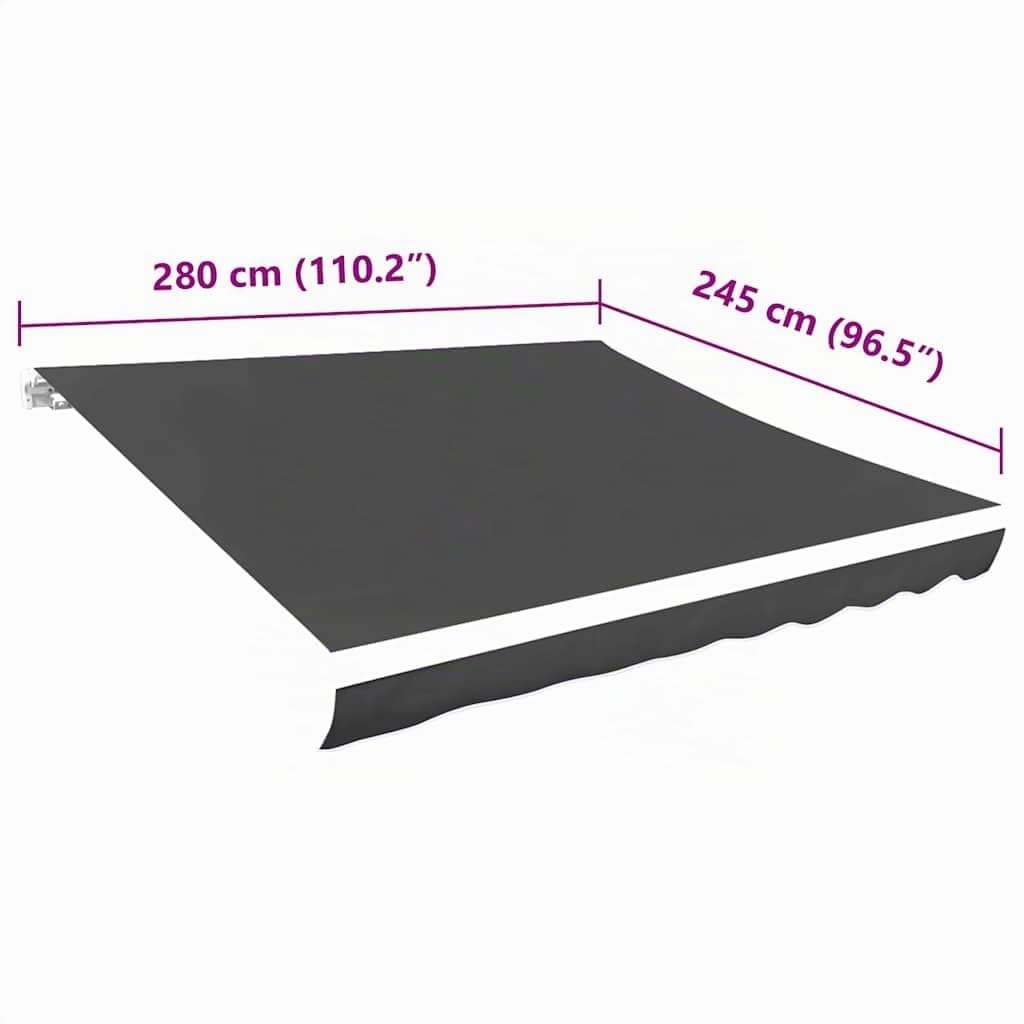 Telo per tende da sole in tela antracite, 300 x 250 cm, robusto tessuto di ricambio in poliestere con rivestimento in poliuretano, resistente all'acqua e ai raggi UV, cuciture rinforzate, ideale per
