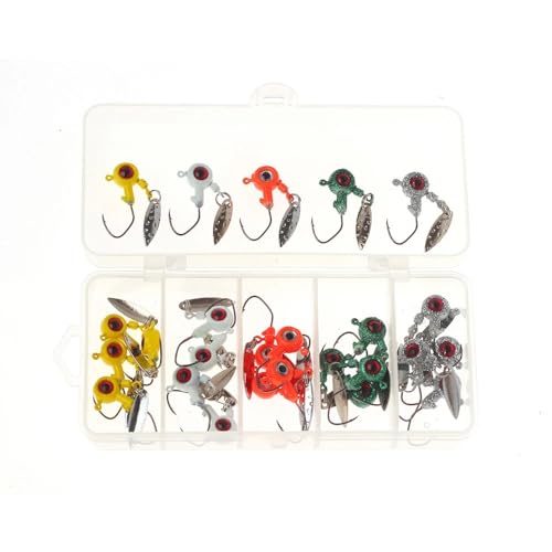Set de 25 anzuelos jig head con cebos metálicos multicolor miniatura 1