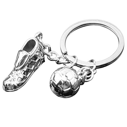 Preisvergleich Produktbild Kreative Fußball Fußball Schuhe Schlüsselanhänger für Auto Geldbörse Tasche Edelstahl Metall Anhänger Schlüsselanhänger Schlüsselanhänger WM Geschenk - Silber & Schwarz