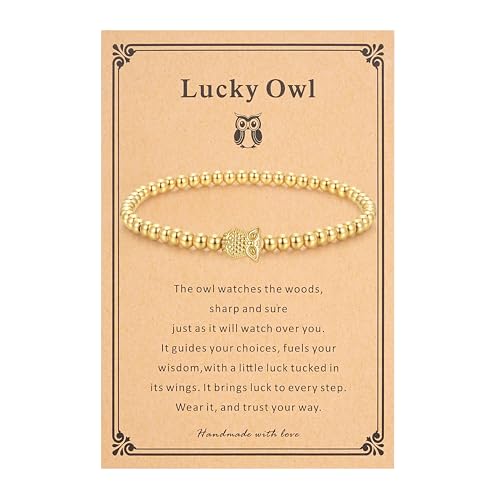 morniface Lucky Owl Bracelet, Owl Charm Bead Jewelry for Good