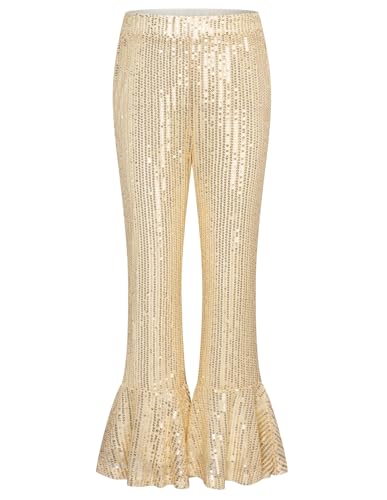 Image of GRACE KARIN Girls Sequin Pants Sparke Trouser Glitter Dance Bell Bottoms 5-14