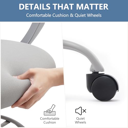 Image of DUMOS Drafting Chair - Ergonomic Tall Office for Standing Desk, Counter with Height Adjustable and Comfortable Lumbar Support, Fixed Armrests, Grey
