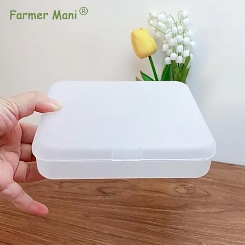 Image of 2 Pack (6.18x5.32x1.5 Inches) Rectangular Clear Frosted Plastic Box Containers with Buckle Lids,Rectangle Plastic Clear Storage Containers Box for Make Up,Eye,Pills,Gems,Beads,Jewelry,Small Items