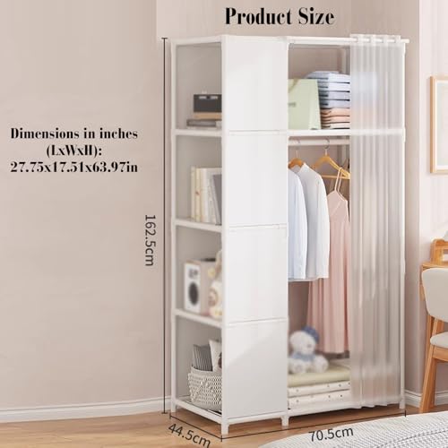 Armario portátil de 70 cm con funda textil y perchero robusto para dormitorio 3