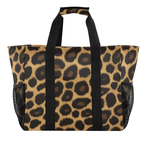 Nander Leopard Skin Print Foldable Tote Bag Waterproof Sandproof Women Beach Bag Handbag Gym Bag Travel Shopping Bag
