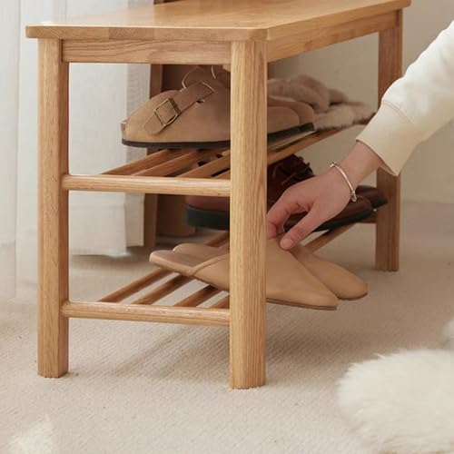 Banc à chaussures en bois de 80 cm avec rangement élégant pour entrée - 4