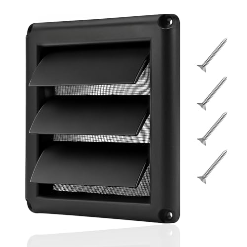 Rejilla de ventilación de 100 mm, rejilla de ventilación, tapa de protección contra la intemperie, cubierta extractora de aire exterior con protección contra insectos para garaje, cocina, paredes