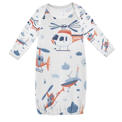 senya Nightdress Sleeper Gown Long Sleeve Nightgown Pajamas Airplane Cloud for 3-12 Months Multi