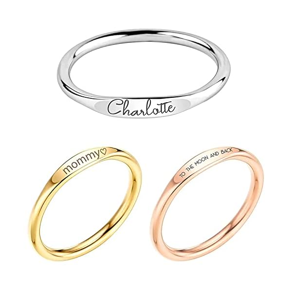 Custom Name Ring for Women Christmas Personalized Gift Mom Ring Personalized Stacking Dainty Engraved Matching Friend Bridesmaids Promise Grandma - RF1-D