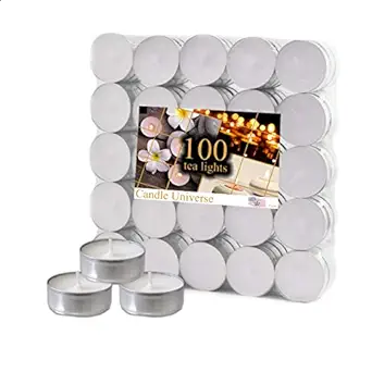 Candle Universe Wax Blend With Cotton Tealight Candles, 100 Tea Lights, Unscented