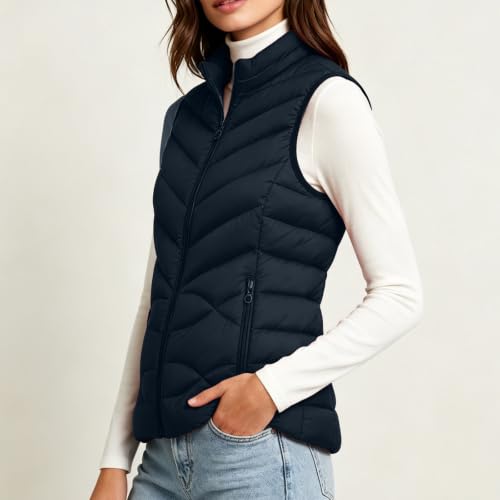 Cropped Puffer Vest Women Sleeveless Zip Up Winter Outerwear with Pockets - image 3