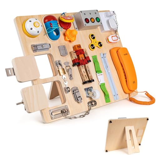 Image of NILUTO Montessori Busy Board for Toddlers 20-in-1 Large Busy Board for 1 2 3 4 Year Old Busy Board Toys Learn to Dress Toys for 3 Yeas Kids Learning Toy for Kids Busy Board
