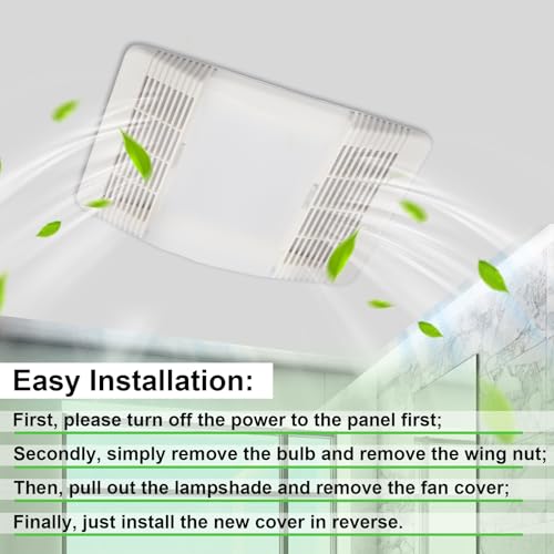 Tapa de ventilador de baño 85315000, rejilla y lente de reemplazo para extractores Br-oan-Nut-one modelos 663, 663N, 663FL, 663L, 663LN, 669L, 669LN, 669FN, 763RL, 763RLN, 770F, 769RL miniatura 7