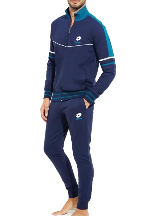 Tuta Sportiva Uomo in Cotone Garzato Pimavera Estate Leggera (XL, Blu 156)