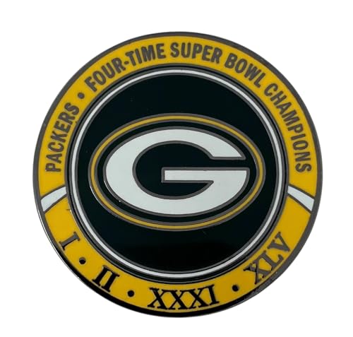 Pro Specialties Group NFL Unisex Vintage Style Logo Pin 1 Inch, Team Colors, One Size, Small (Green Bay Packers XLV Champs)