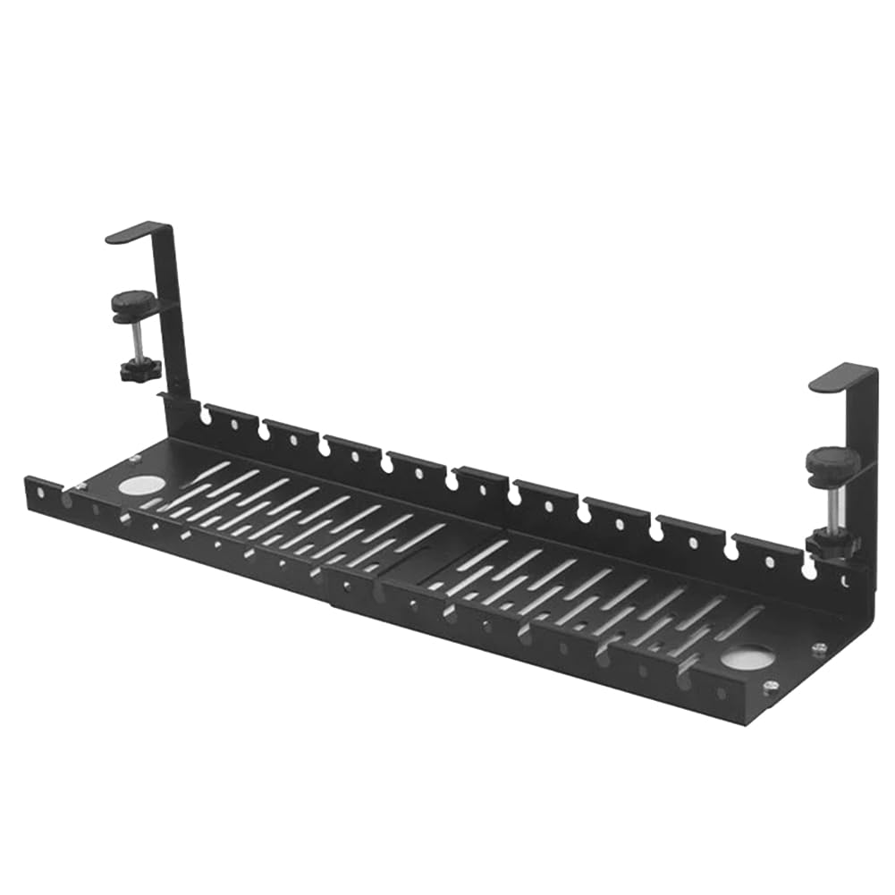 Jnchdghwa Black Extendable No Drilling Cable Management Tray Under Desk With Clamp Retractable Power Strip Cord Holder