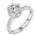 Qings 925 Sterling Silber Damen Ring,Runden Zirkonia Ringe Verlobungsring Ehering für Frauen