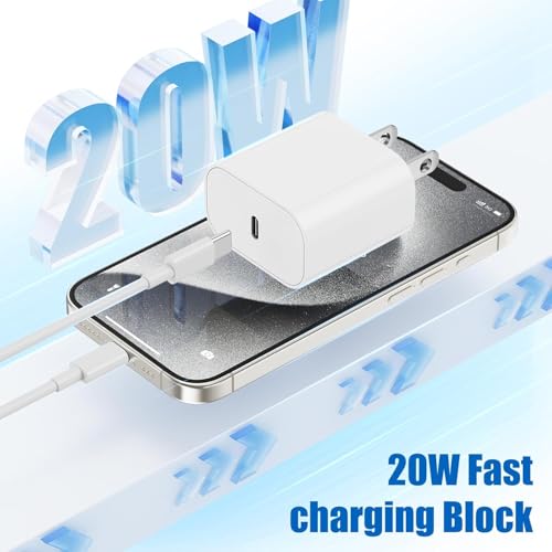 Image of iPhone 17 16 15 Fast Charger Block and 10ft Type C to C Cable Cord Long, 20W USB C Charging Plug for Apple iPhone 17 Pro Max /17 Air /16 Pro Max /16 /15 Pro /15 Plus /iPad Mini,Wall Power Adapter Cube Brick