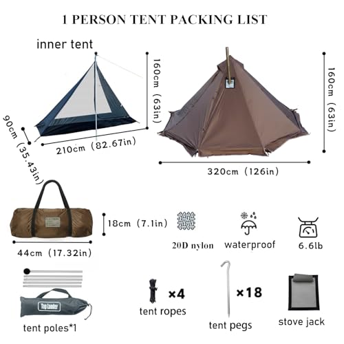 Carpa para camping 2 personas con estufa y impermeable miniatura 2