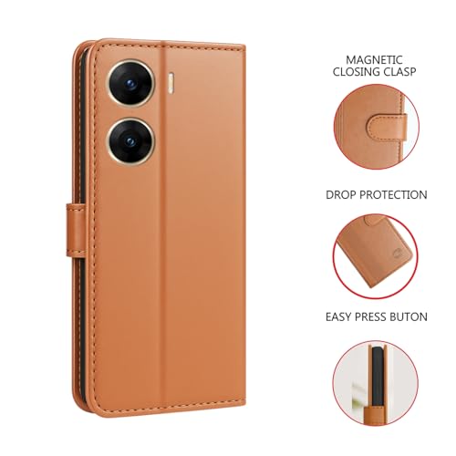 Image of AIBEX Shock Proof Flip Compatible for Vivo V29E 5G Flip Cover Leather Finish | Inside TPU with Card Pockets | Wallet Stand | Complete Protection Flip Case
