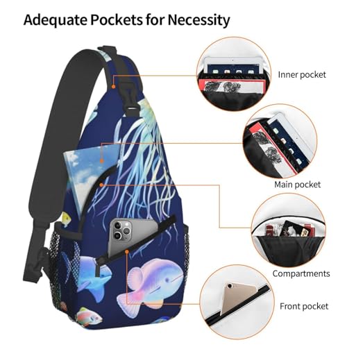 Bolso tipo Sling para hombre y mujer con diseño acuático miniatura 3