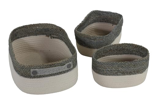 Cortesi Home Grace Cotton Rope Sewing Organizer Baskets, Set of 3