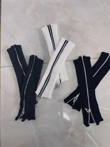 Image of Leg Warmer Personalized Warmth Zipper Knitted Leg Socks Y2K Cool Spicy Girls' Calf Cover