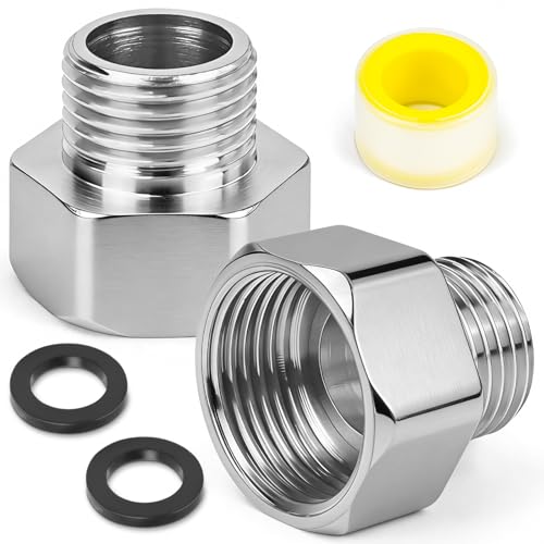 CONJURAIDE 2 Stück Reduzierung 1 Zoll auf 3/4 Zoll Edelstahl Reduzierstück 1 Zoll auf 3/4 Zoll Adapter Wasser mit Dichtband und Dichtung Gewindefitting für Wasserleitungen AGØ25mm x IGØ31mm