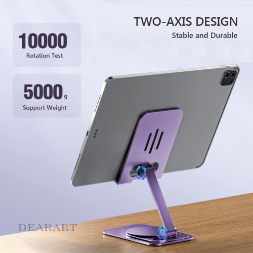 Image of DEARART Cellphone Stand, 360 Adjustable Phone Stand for Desk, Purple Foldable Phone Holder Fully Carried Easily, Compatible for iPhone, Pad, Tablet etc.