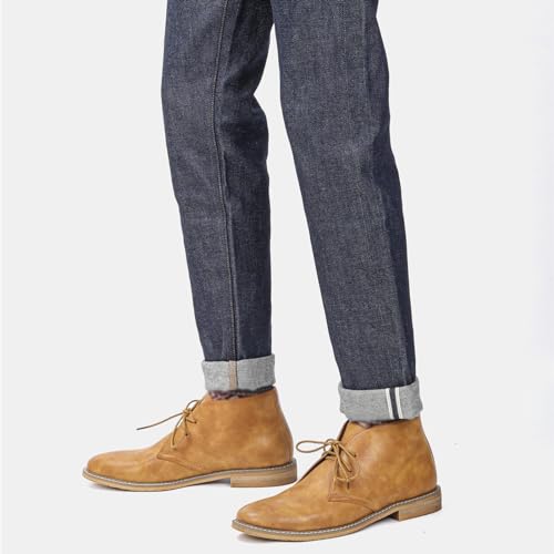 AMAZIDEAL Men's Leather Lace-up Chukka Ankle Boots,Classic Round Toe Casual Oxford Dress Boots,Comfortable Non-slip Retro Desert Booties4