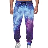 Forchrinse Purple Galaxy Nebula Space Athletic Joggers for Men Women Novelty 3D Galaxy Print Hiking Sweatpants Lightweight Fleece Loose Fit Workout Running Pants with Drawstring and Pockets