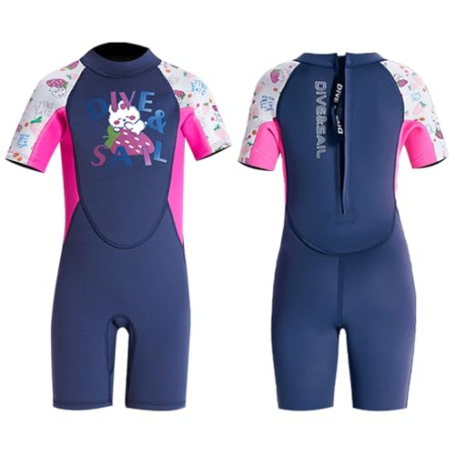 Muta per Bambini, Muta in Neoprene da 2,5 mm, Muta per Ragazze, Muta per Bambini Corta, Costume da Bagno Termico, Adatto per Immersioni, Nuoto, Surf e Sport Acquatici (100-110 cm, 14-18 kg)