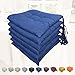 Set 6 Cuscini Sedia Con Lacci 4 Punti Comodi Made in Italy in Cotone Imbottiti e Spessi 6 Cm (Blu)