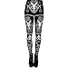 Produktbild WOZOW Damen Leggings Gamaschen Punk Totem Pattern Print Druck Ethnic Cool Dünn Skinny Stretch Trousers High Waist Slim Lang Long Sport Hose Yoga Stoffhose (XL,Schwarz)