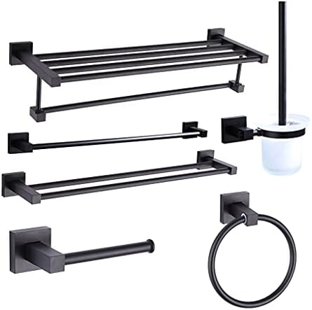Matte Black Double Towel Bars Bathroom Towel Hanger Space Aluminum Bathroom Accessories image 2