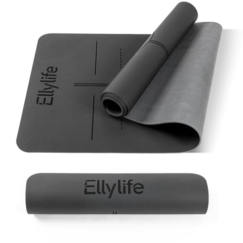 Ellylife Yogamatte aus ECO Naturkautschuk & Hautfreundliches Matt-PU, Extrem Rutschfest, Einzigartiges Design, Inklusive Tragegurt, Nachhaltige, für Reise, Pilates, Yoga, Fitness