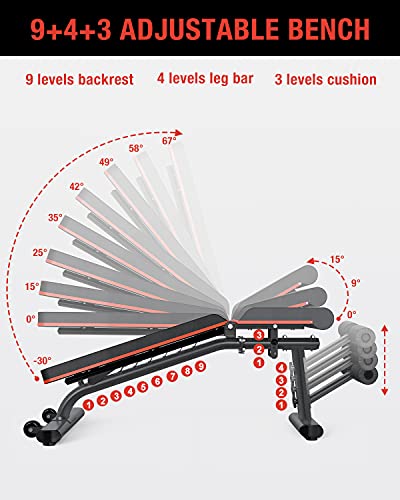 KingStone Workout Bench- Four-in-One Adjustable Weight Bench with Easy Installation, Strength Training Exercise Bench For Full Body Workout, Incline Decline Flat Press Workout Bench For Home Gym