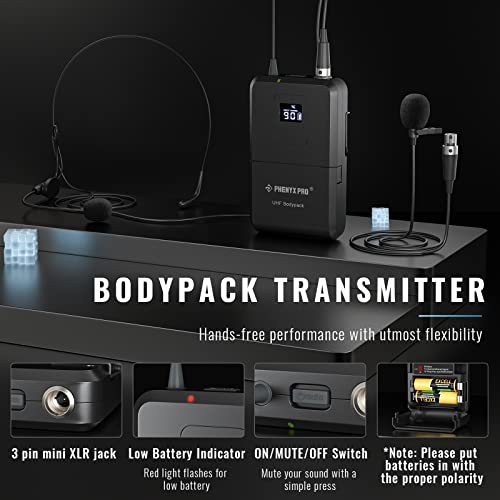Phenyx Pro Wireless Microphone System, Quad Channel Wireless Mic Set W/ 4 Bodypacks And Headsets/Lapel Mics, 4X40 Channels, Auto Scan,328Ft Coverage, Cordless Mic For Singing, Dj, Church(Ptu-7000B) #TOP3