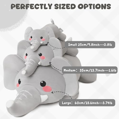 Image of TOYSYM Weighted Stuffed Animals, 3.74 lbs Elephant Stuffed Animal with Weighted Beads, Cute Plush Toy Pillow Gifts for Adults Kids Boys Girls