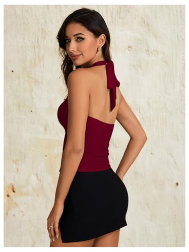 MakeMeChic Women's Halter Top Sleeveless Twist Front Going Out Tops Summer Shirt2