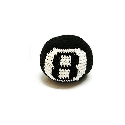 Mia Jewel Shop Black 8 Ball Crochet Hacky Ball Foot Bag Kick Sack - Handmade Gifts Unique Guatemalan Toys (Black) Cover