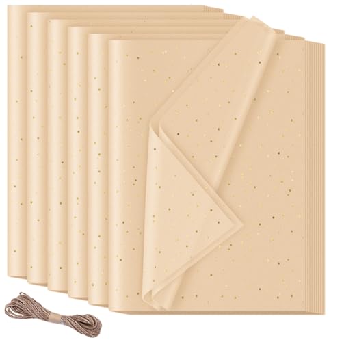 HXJDAM Papier de Soie Pailleté Marron - 30 Feuilles de 50 x 70 cm - Pour Emballage Cadeau, Remplissage, Artisanat
