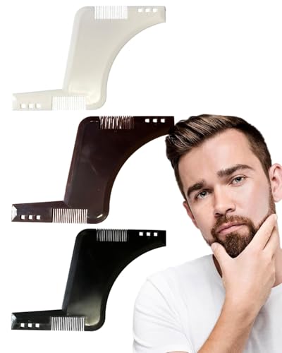 MYGLOAR 2-teiliges Bartschablonen- und Bartpflegeset für Herren | Bartkonturschablone, Rasierhilfe, Stift und Kamm | Zubehör für perfektes Bart-Styling und -Pflege, bart, bartpflege set für männer