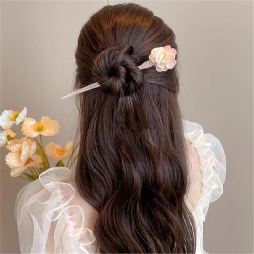Épingle à cheveux camélia en véritables fleurs séchées et finition rétro - 2
